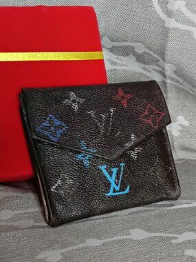 "Faded Glory" Custom Hand-Painted Authentic Vintage LV Elise Compact Wallet